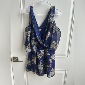 Bailey Blue Asymmetrical Ruffled Wrap Blouse Size Medium ECU